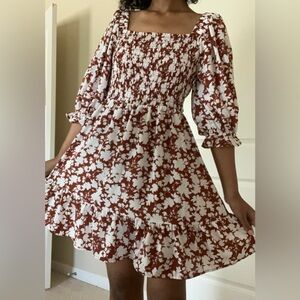 Dark orange and white dress